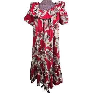 Vintage Royal Creations Hawaiin Red and White Muu Muu Dress Size 2XL